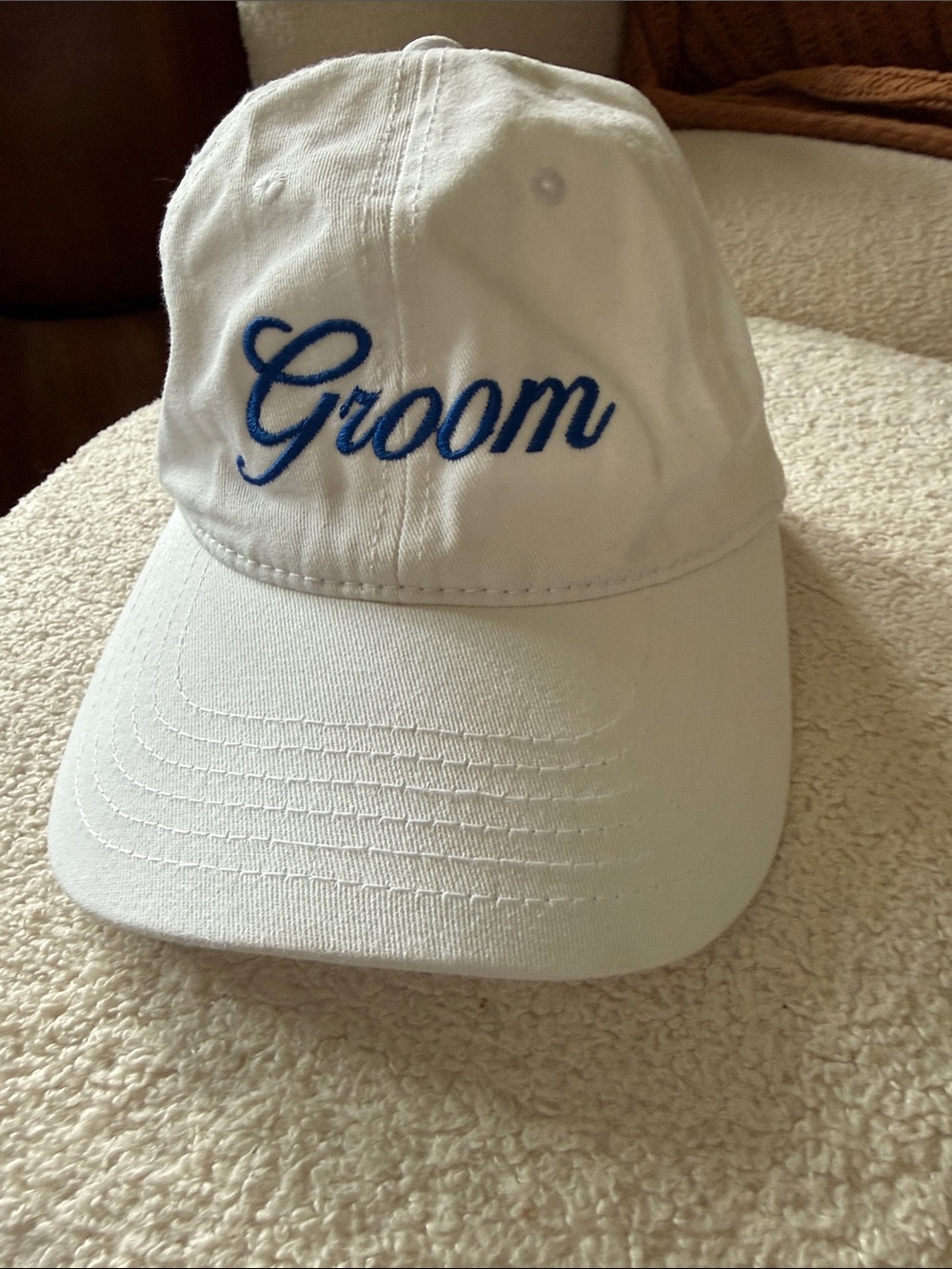 White 'Groom' Embroidered Baseball Cap